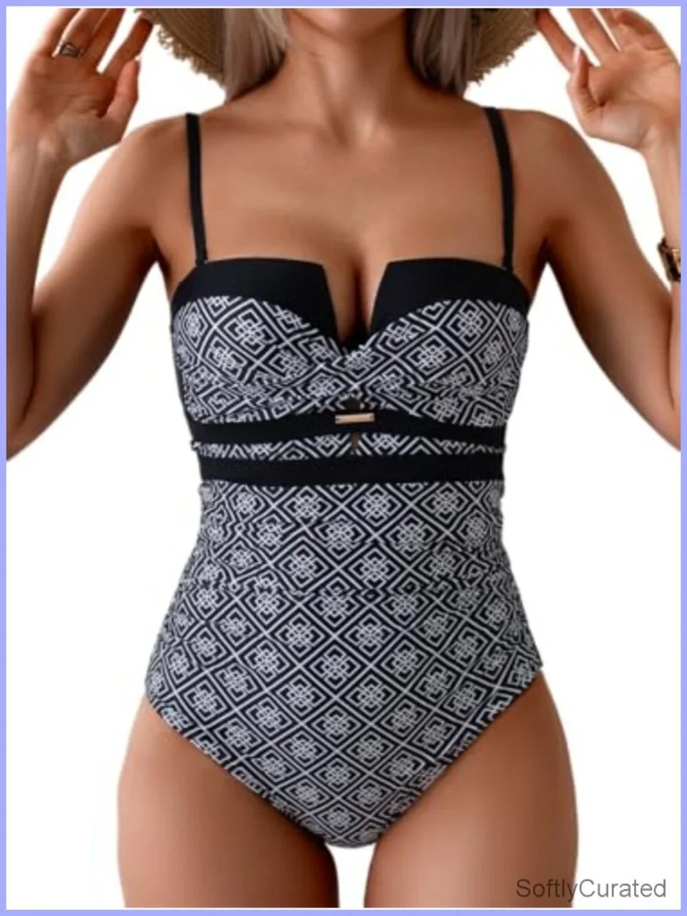 Tummy Control Push Up Wrap Front One Piece Swimsuit Bandeau Support Swimwear